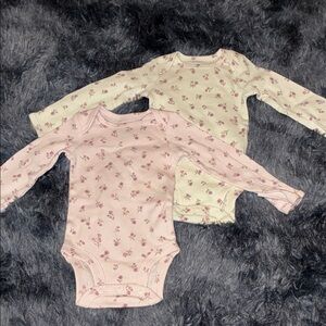 Carter's Pink and Cream Floral Bodysuit Set